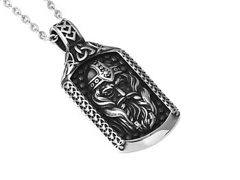 Viking Halsband i Rostfritt Stål, Nordisk Mytologi Hänge, Asatro Accessoar, Vikingasmycke