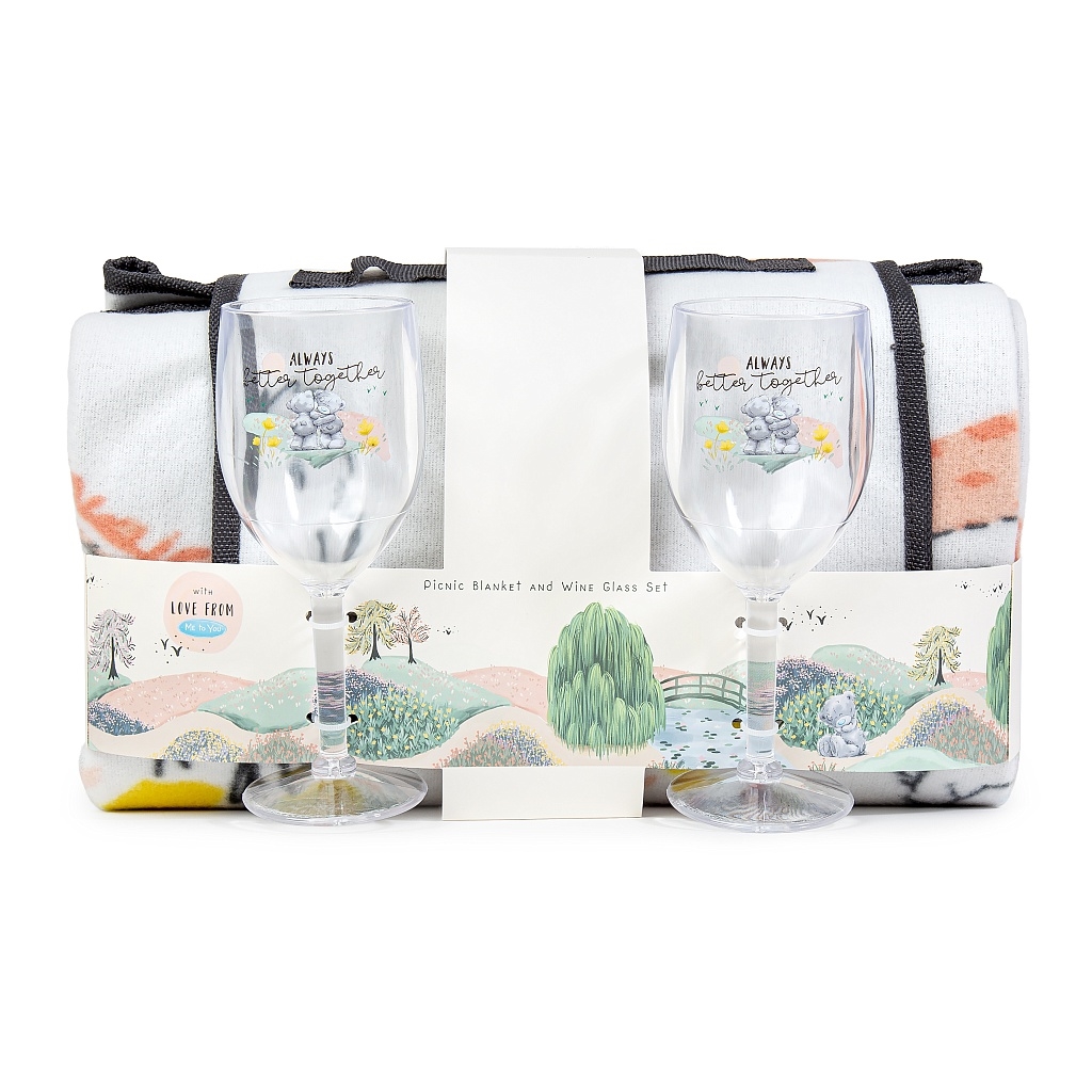 Presentset - Picknickfilt + 2 st Vinglas - Me To You 