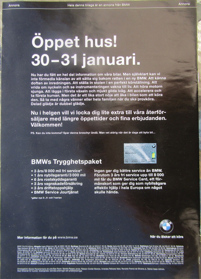 1999 BMW Det du inte vet, lider du av, broschyr - 3