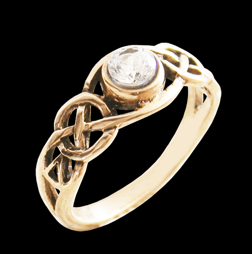 Keltisk brons ring med en vacker kristall. - 2