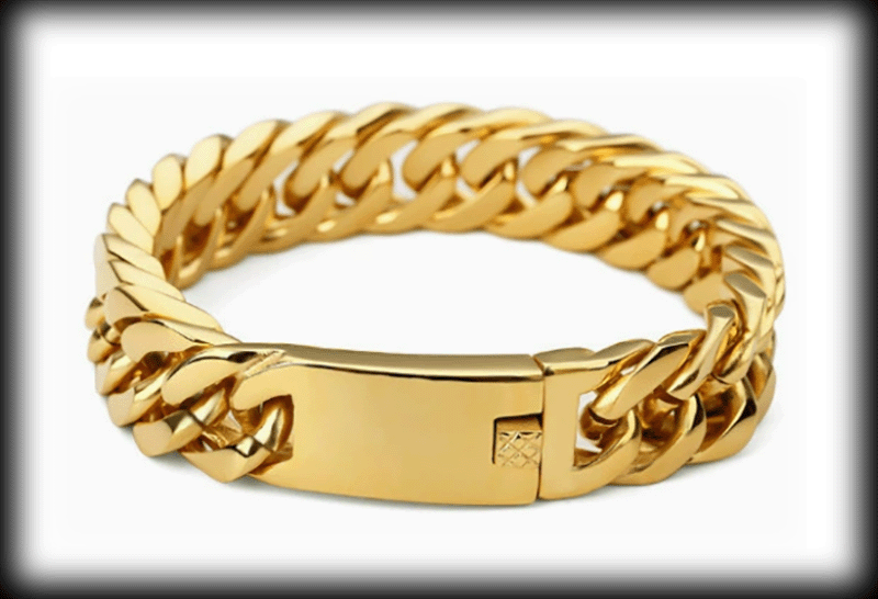 15 mm. Pansarlänk armband i guldpläterat stål.