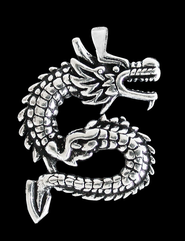 Liten Kinesisk drake halsband i Äkta silver. - 2