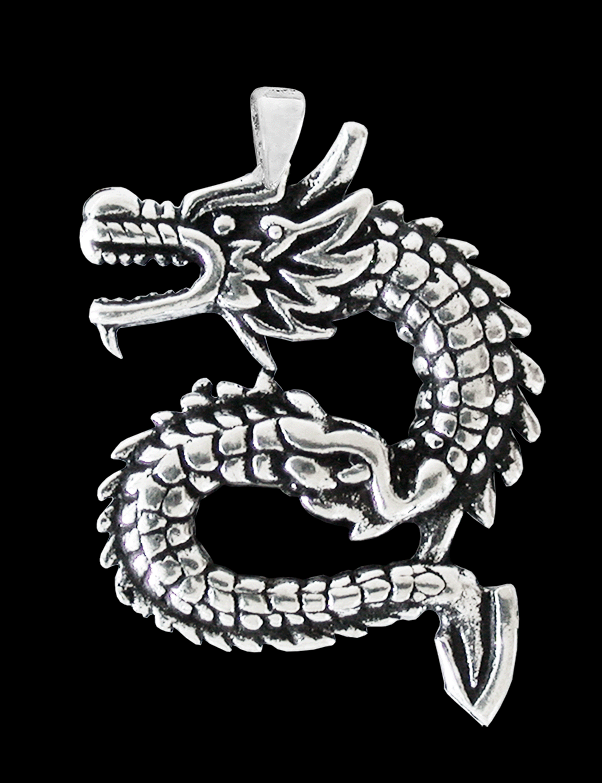 Liten Kinesisk drake halsband i Äkta silver.