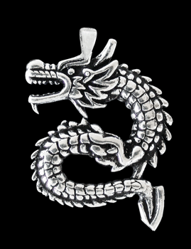 Liten Kinesisk drake halsband i Äkta silver.
