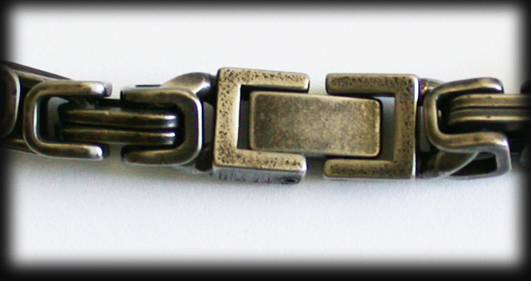 6 mm. Oljig look. Manglad kejsarlänk armband i grått stål. - 3