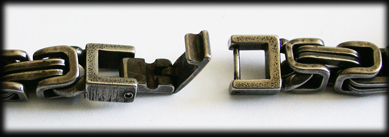 6 mm. Oljig look. Manglad kejsarlänk armband i grått stål. - 2