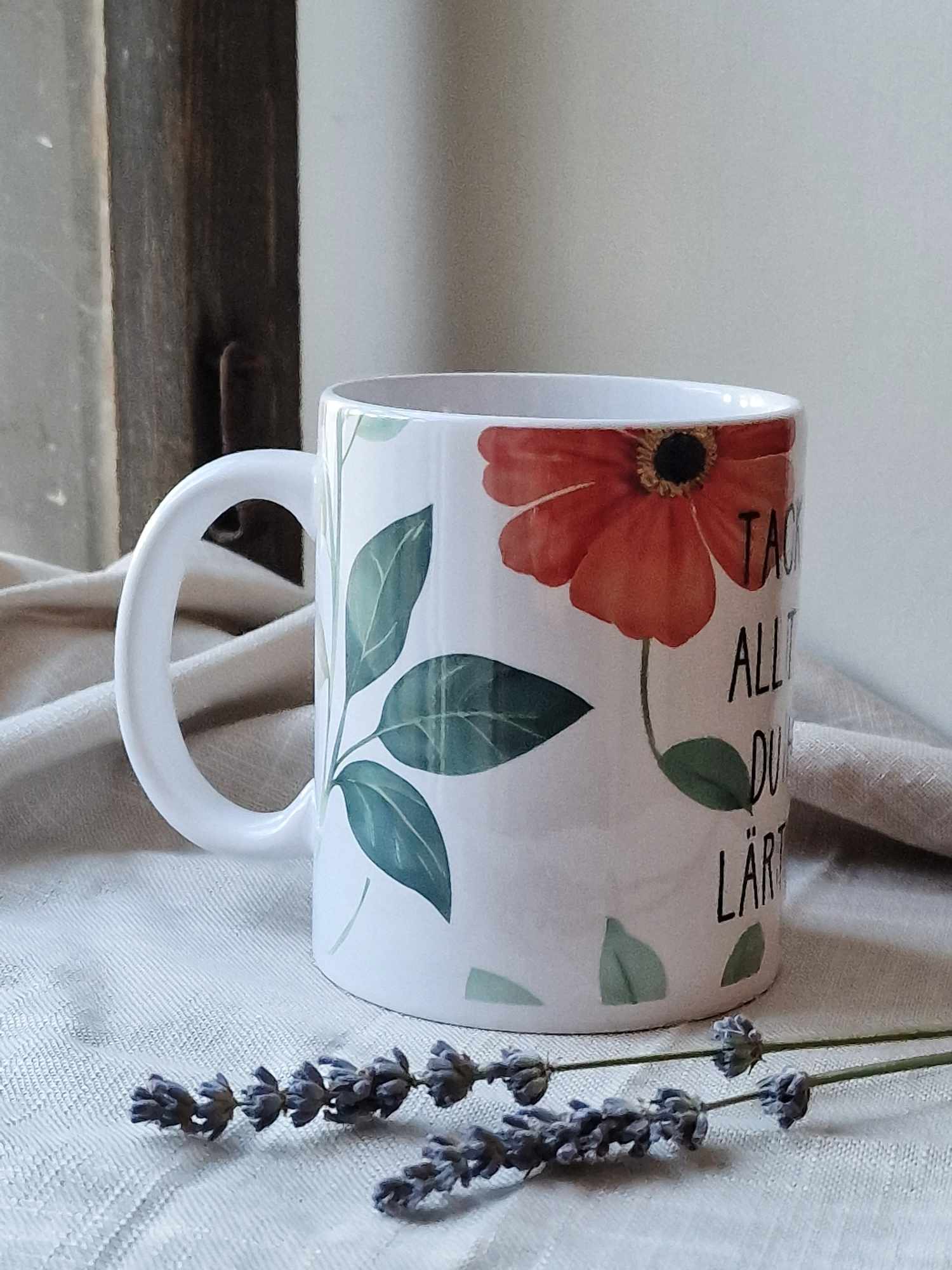 MUG "Thank you for all that you have taught me" - red flower - 3
