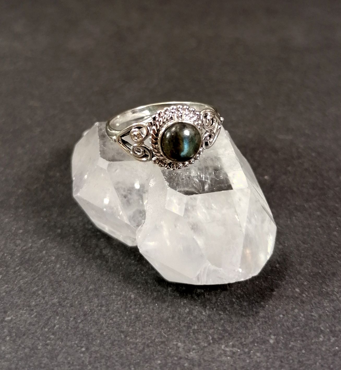 Silverring med hjärtan och Cabochon i olika stenar - 3