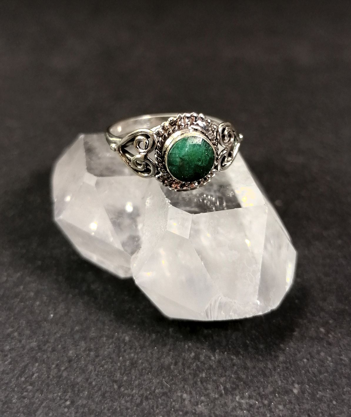 Silverring med hjärtan och Cabochon i olika stenar - 8