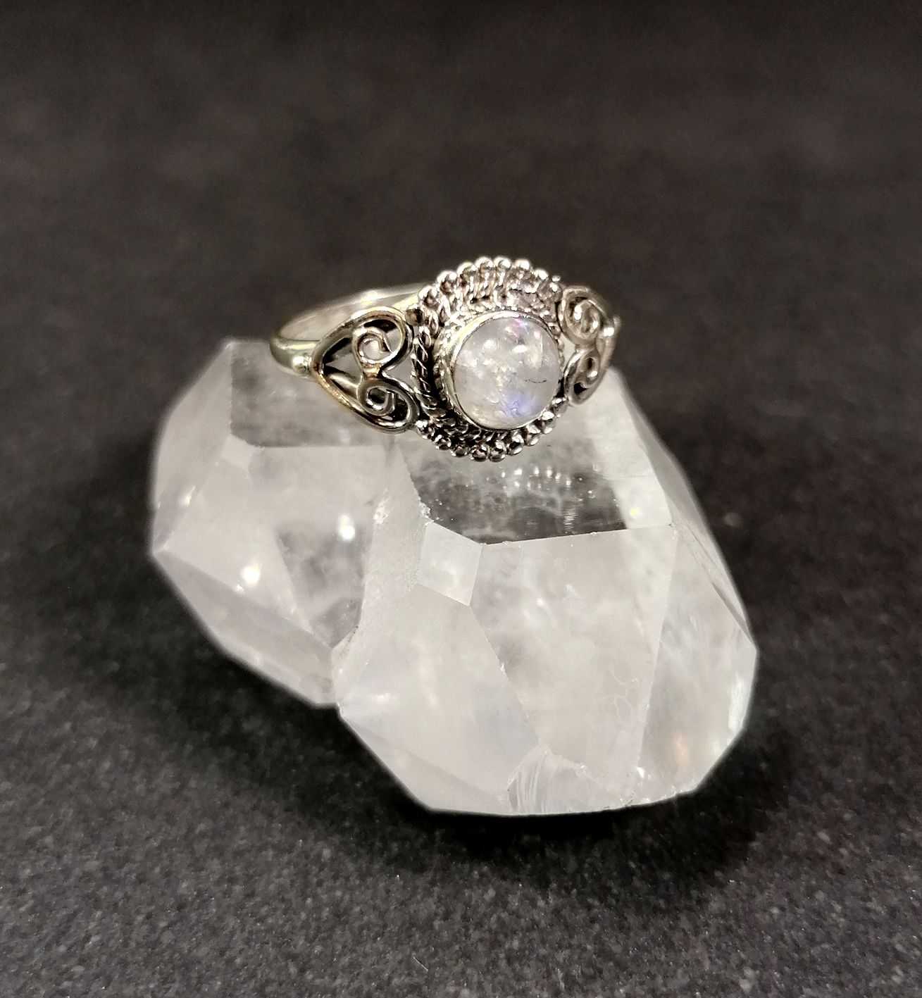 Silverring med hjärtan och Cabochon i olika stenar - 4
