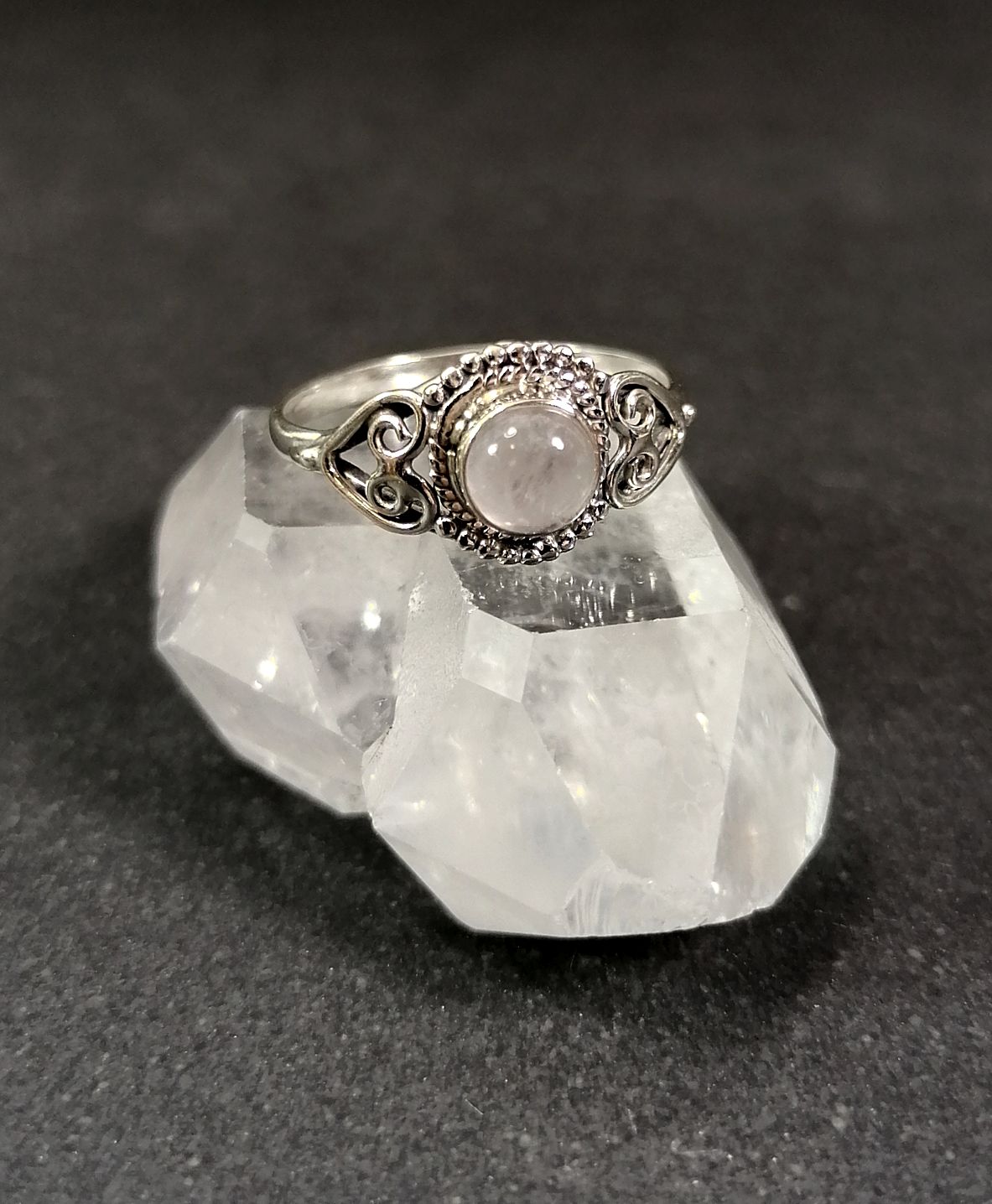 Silverring med hjärtan och Cabochon i olika stenar - 6