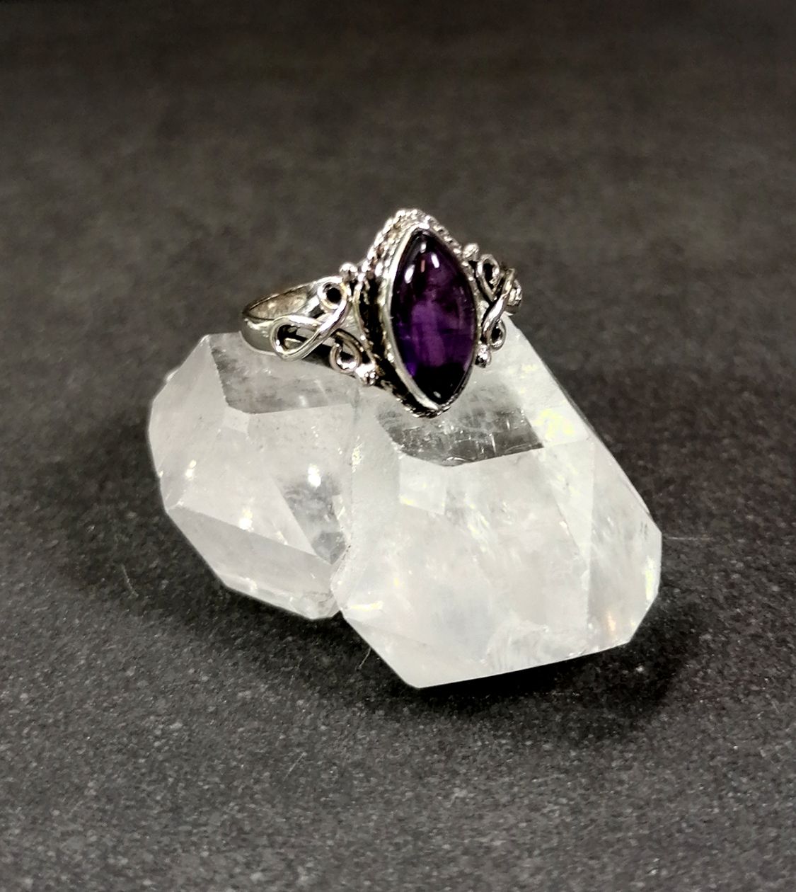 Silverring med mandelformad Cabochon i olika stenar - 3