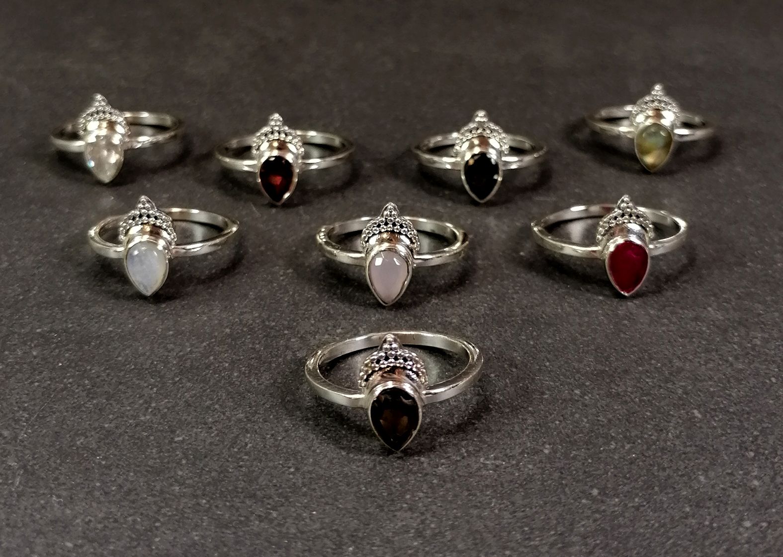 Silverring med Cabochon i olika stenar - 2