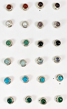 Stiftörhängen i Silver med Ädelstenar - S106