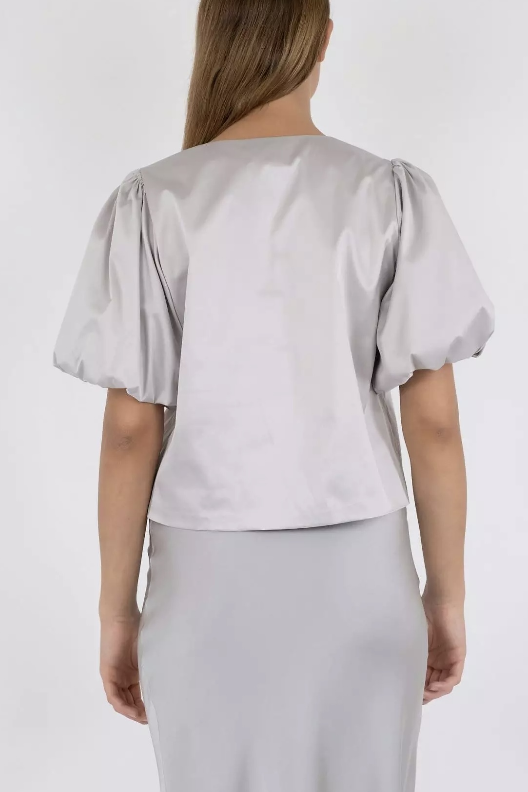 Neo Noir  - Aska Dull Satin Blouse Light grey - 3
