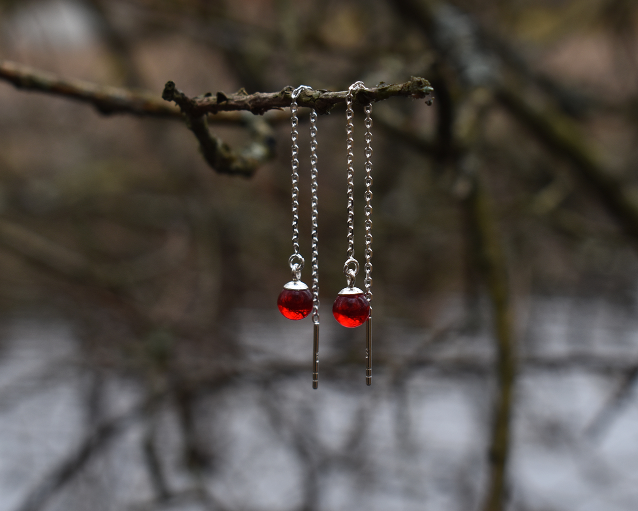 SVALÖ LINGON BERRY - red earrings chain - 3