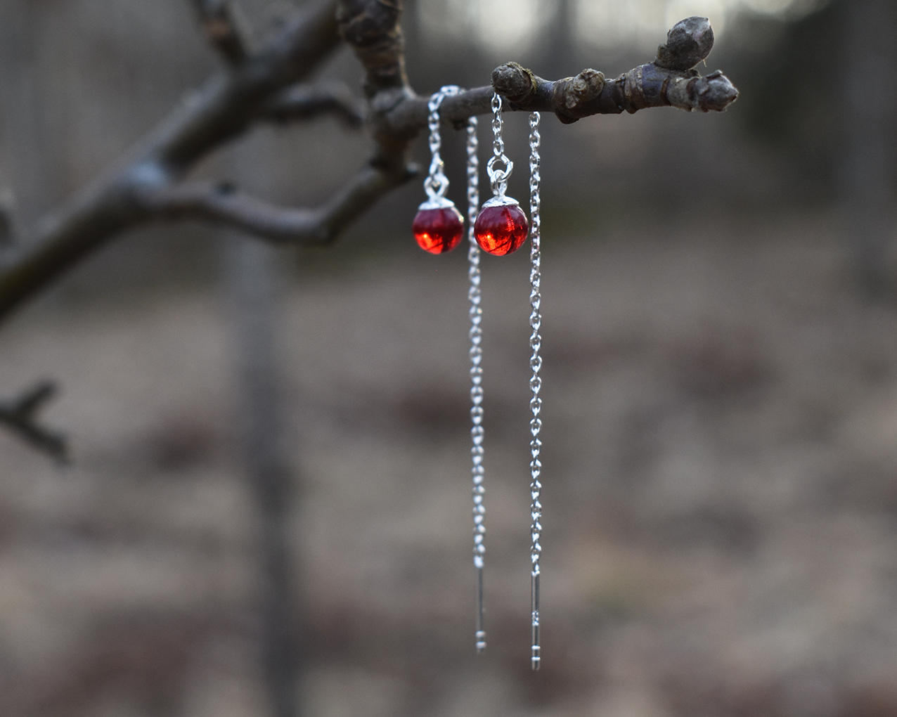 SVALÖ LINGON BERRY - red earrings chain