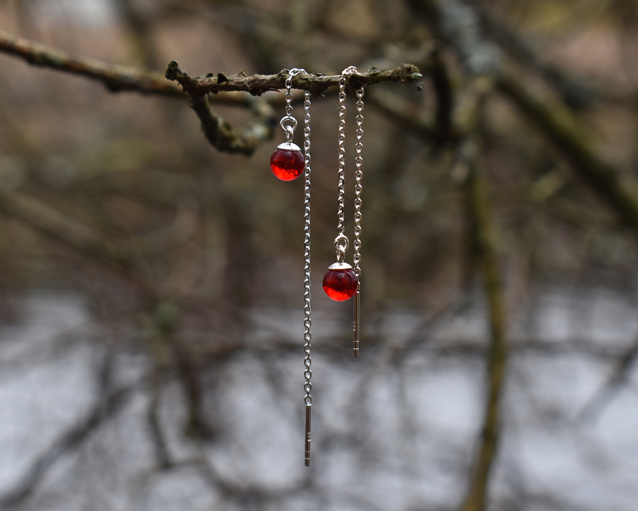 SVALÖ LINGON BERRY - red earrings chain - 4