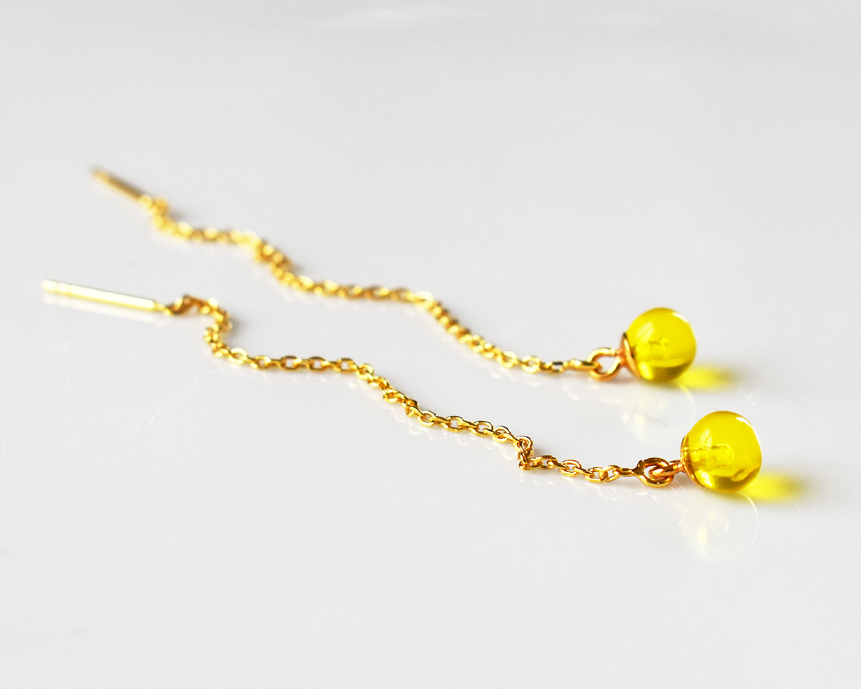 SVALÖ HONEY - yellow earrings chain gold plated - 2