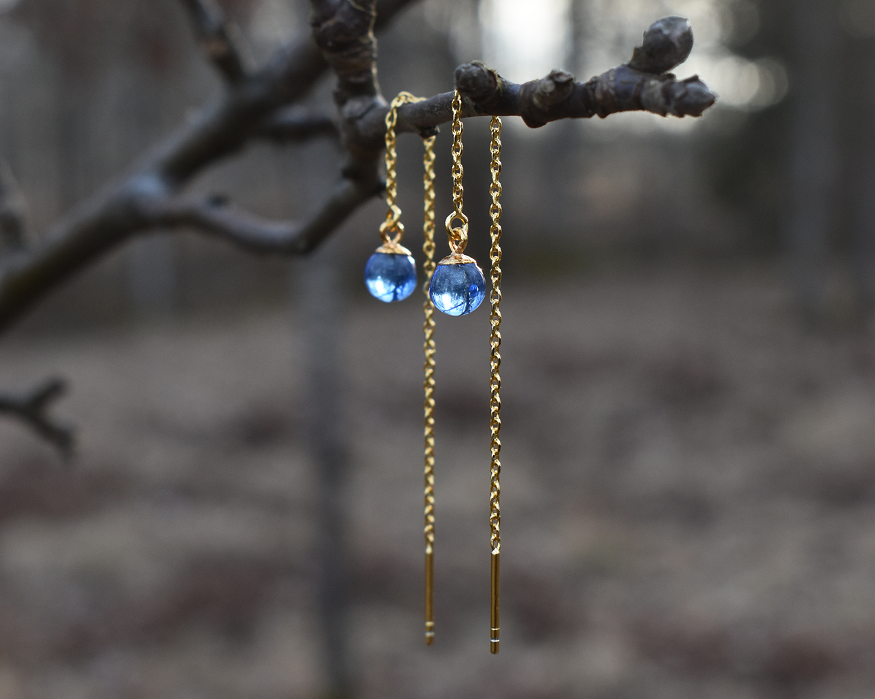 SVALÖ SKY - blue earrings chain gold plated