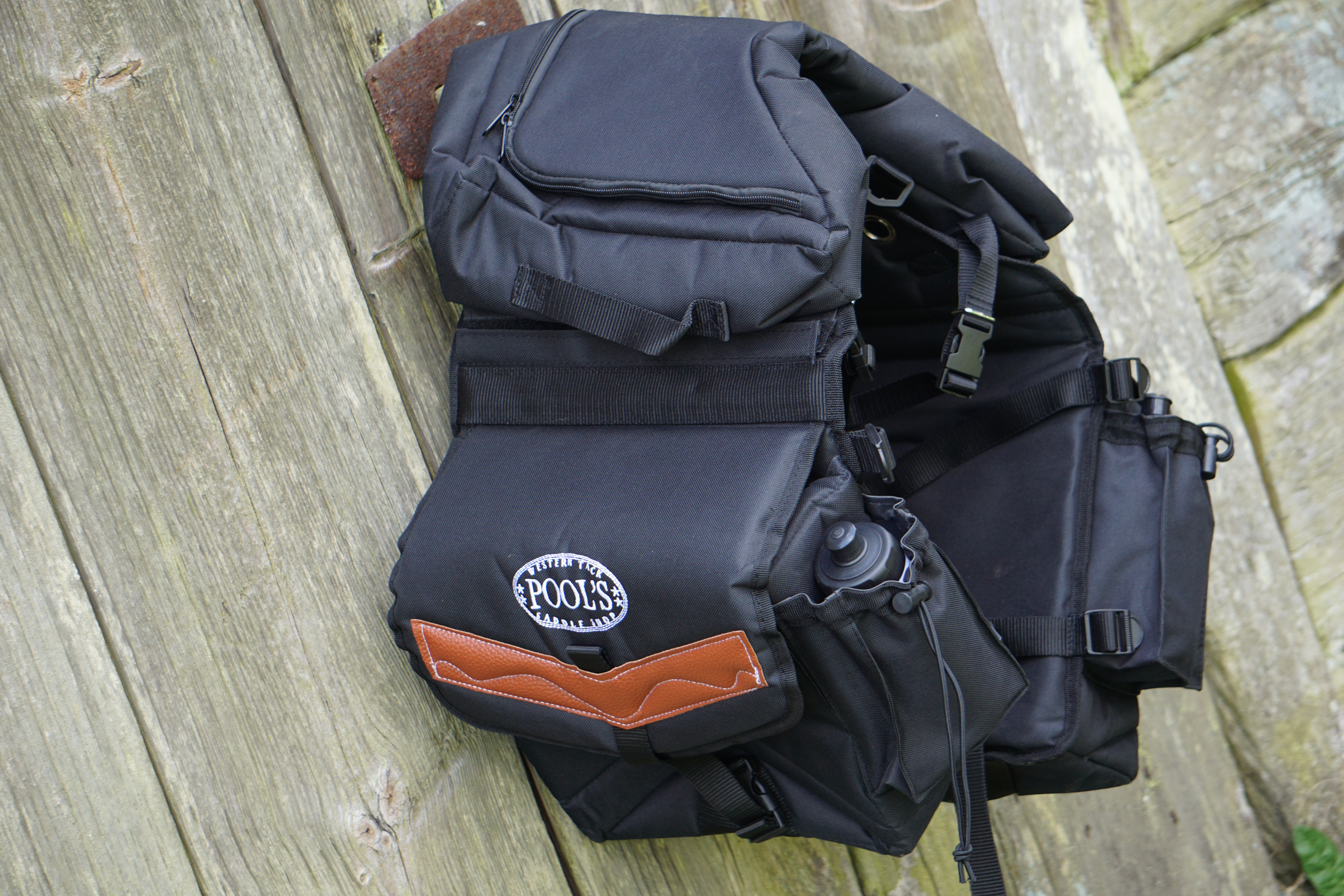 Backpack saddlebag (padded) incl. two bottles (English/Western), black - 3