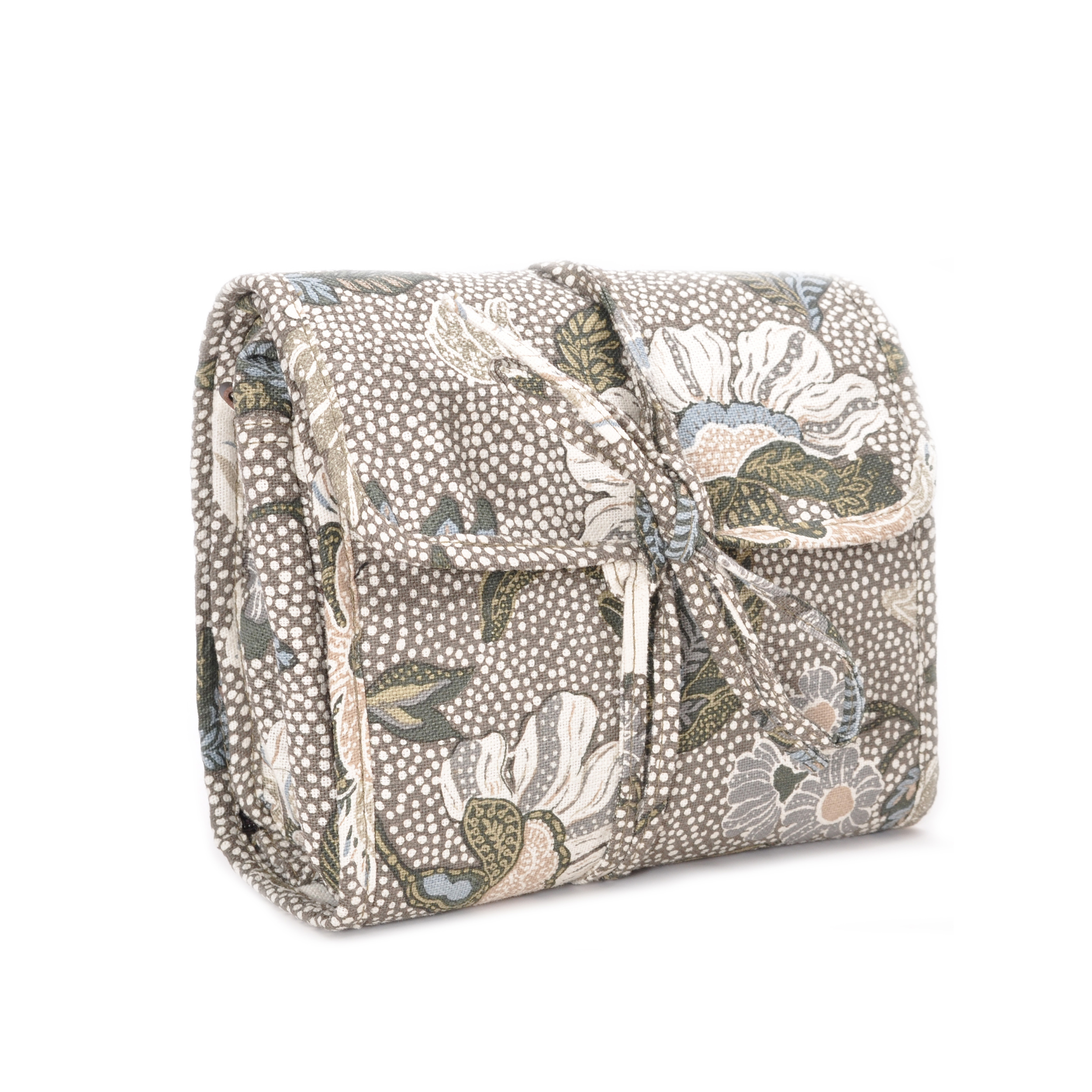 Hanging Cosmetic Bag | Flower Linen | Khaki CEANNIS