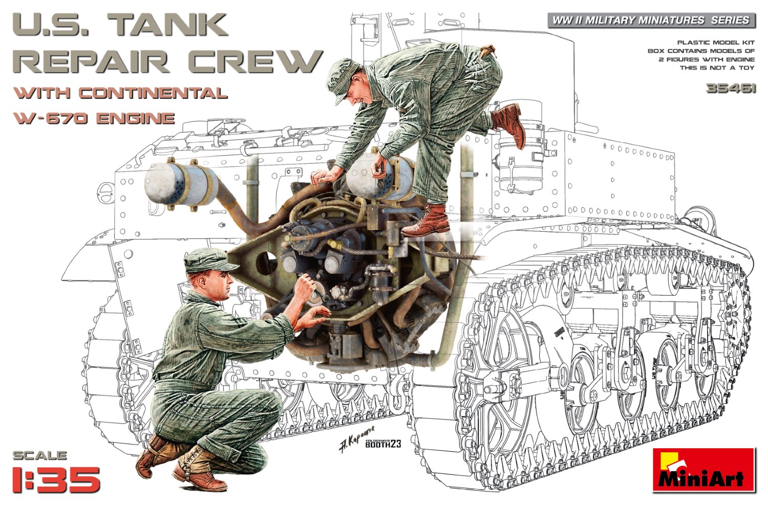 1/35 U.S. Tank Repair Crew w/Continental W-670 Engine