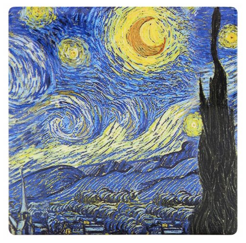 Van Gogh - Glasunderlägg i Keramik 4 olika motiv - 4
