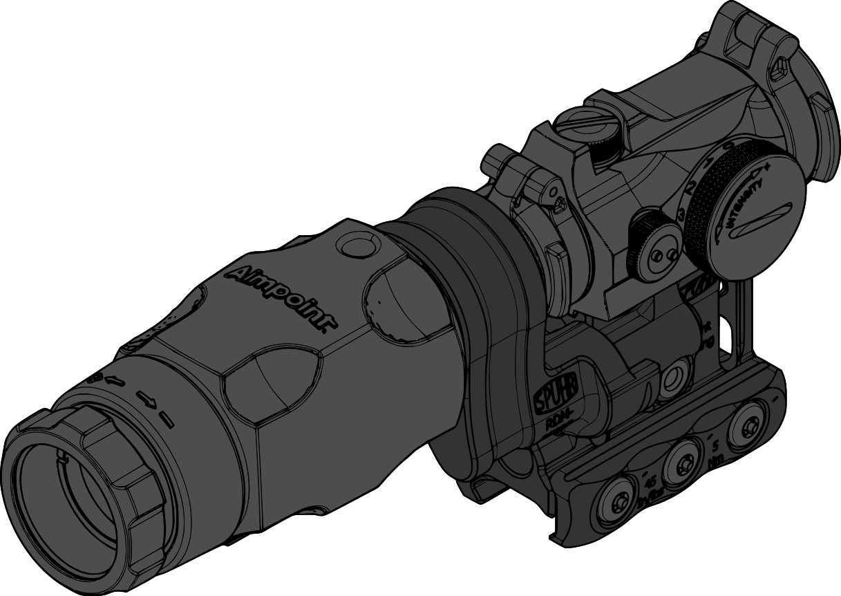 Spuhr RDF-20225K Aimpoint T-2 Magnifier Mount H57mm/2.25" PIC - 2