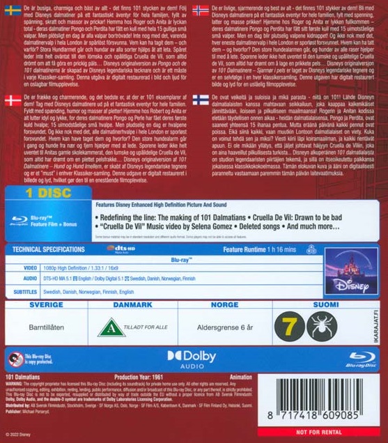 Pongo Och De 101 Dalmatinerna (Disney) (Blu-ray) - 2