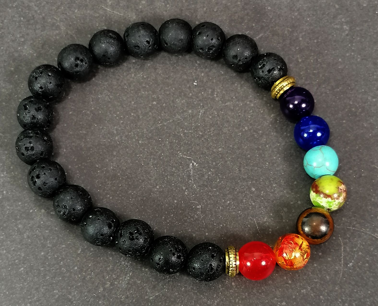 Chakra  Armband med Lavasten