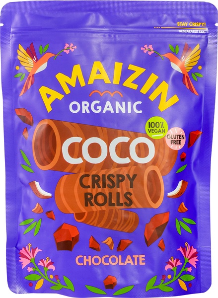 Crispy Rolls Coco Choc 140g Amaizin Eko