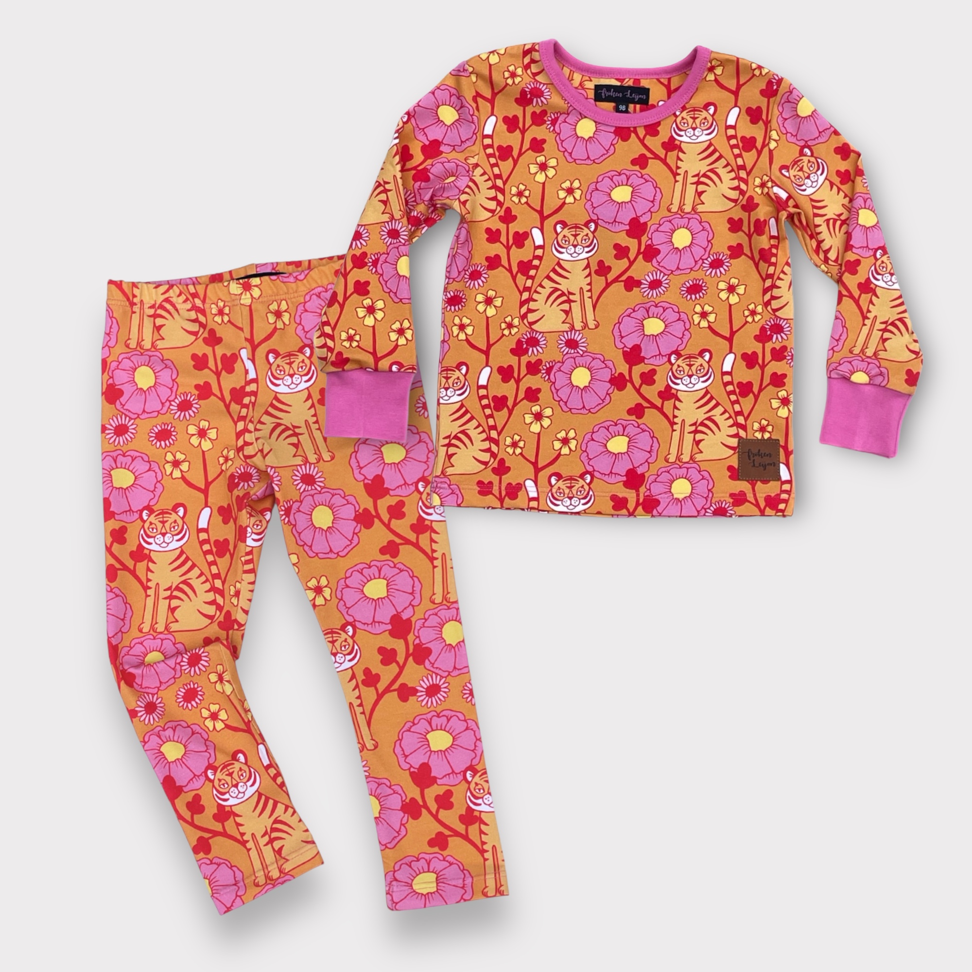 Paket - Tröja och leggings Retro tiger orange stl. 92, 98 och 104