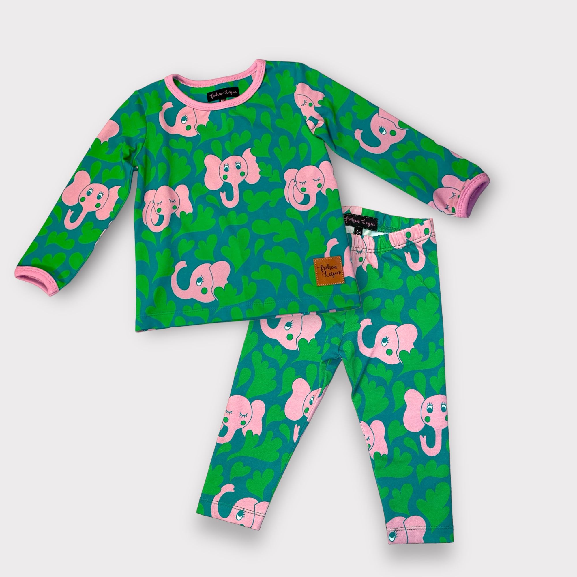 Paket - Tröja och leggings Eli elefant grön stl. 86 och 98