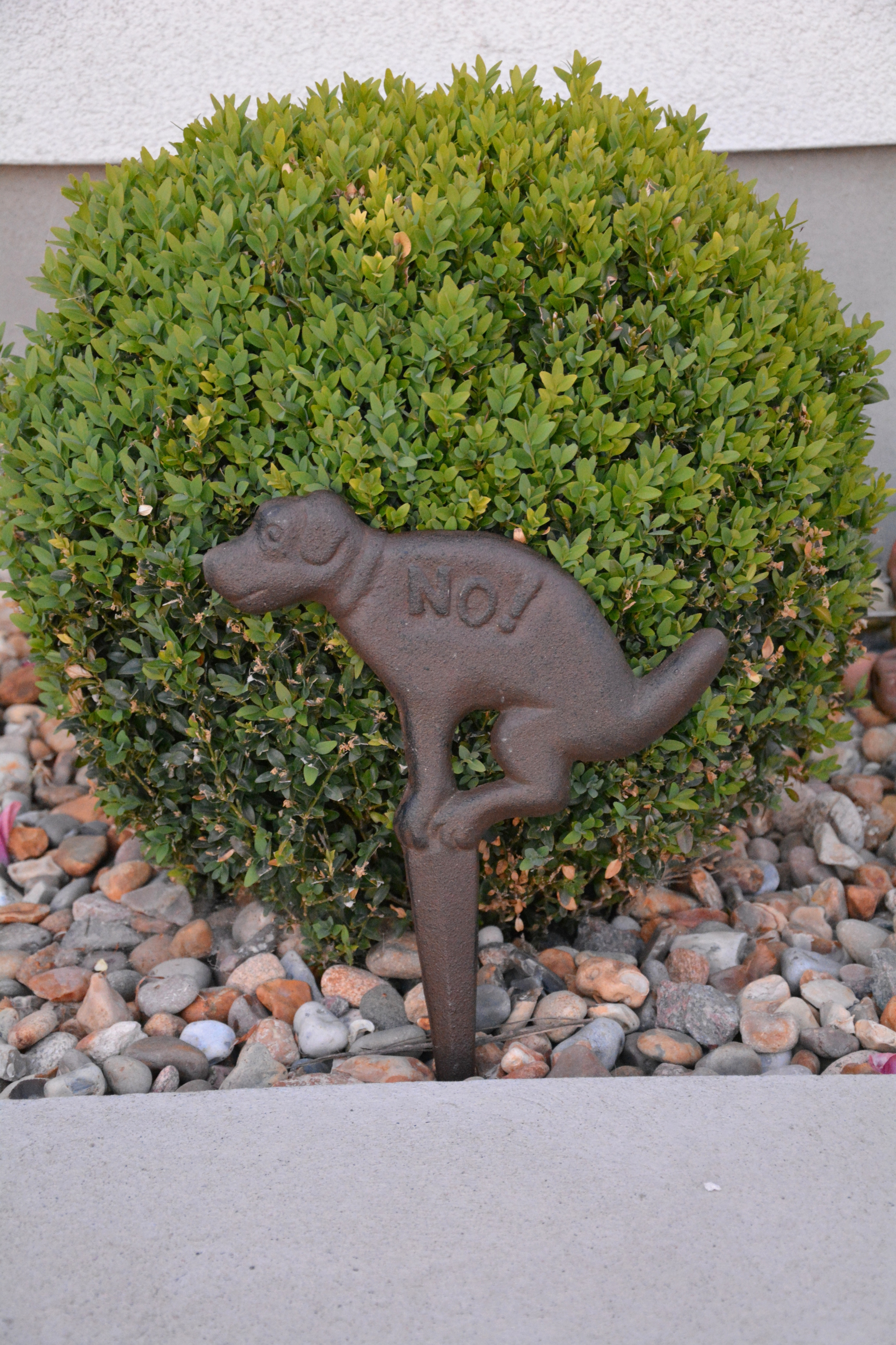 Skylt i gjutjärn med hund som inte får bajsa här / förbudsskylt för bajsande hundar