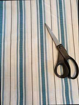 Fabric puffy striped white turquoise