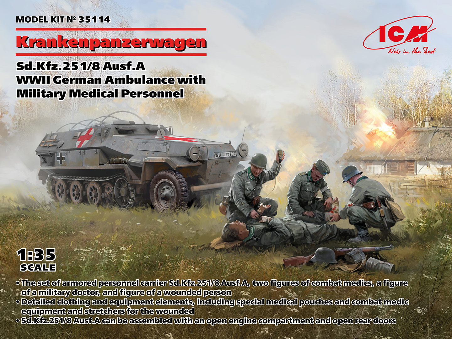 1/35 Krankenpanzerwagen Sd.Kfz.251/8 Ausf.A WWII German Ambulance