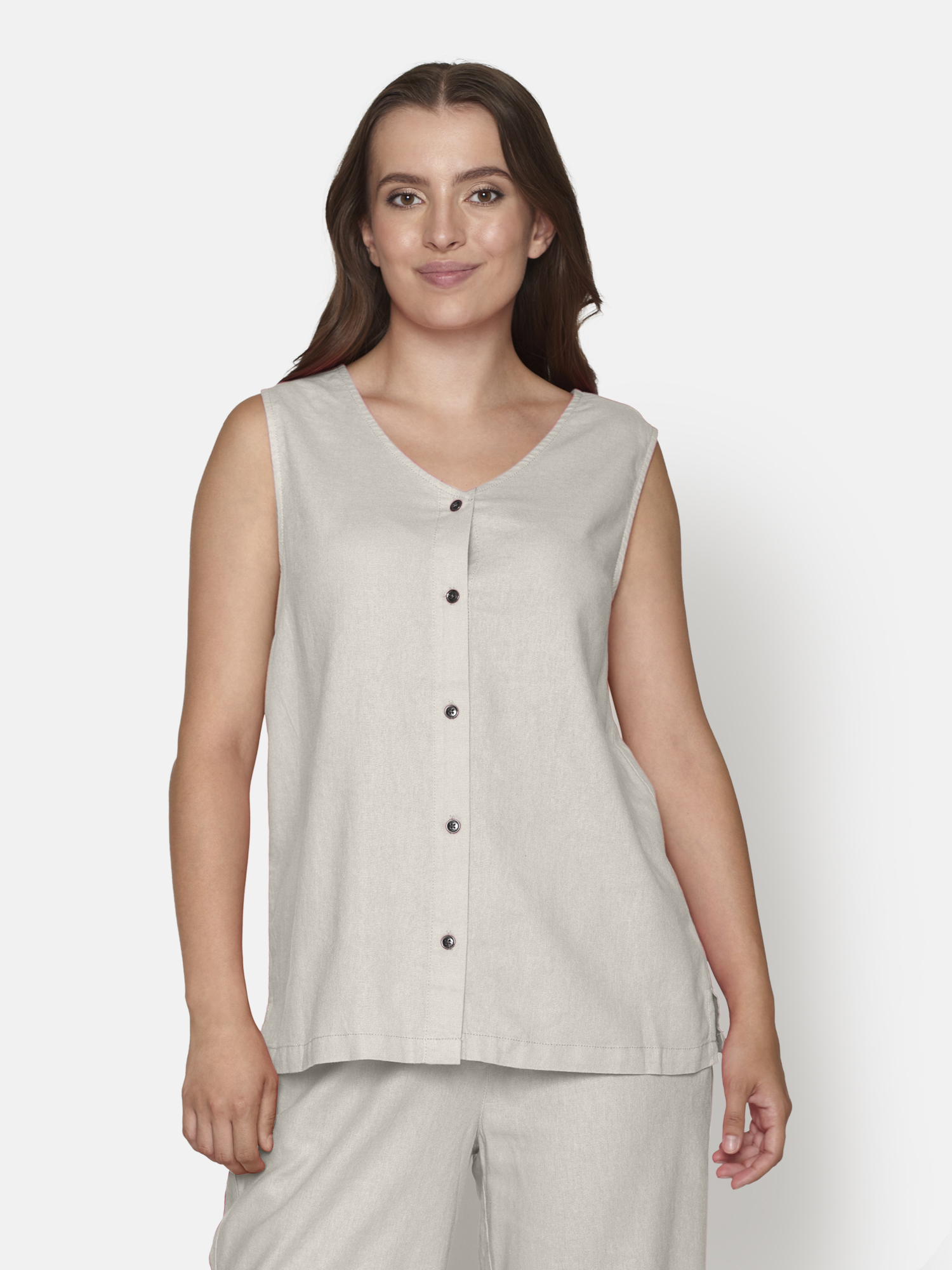 Linne Med Knappar - Stl. S - Signature - 3