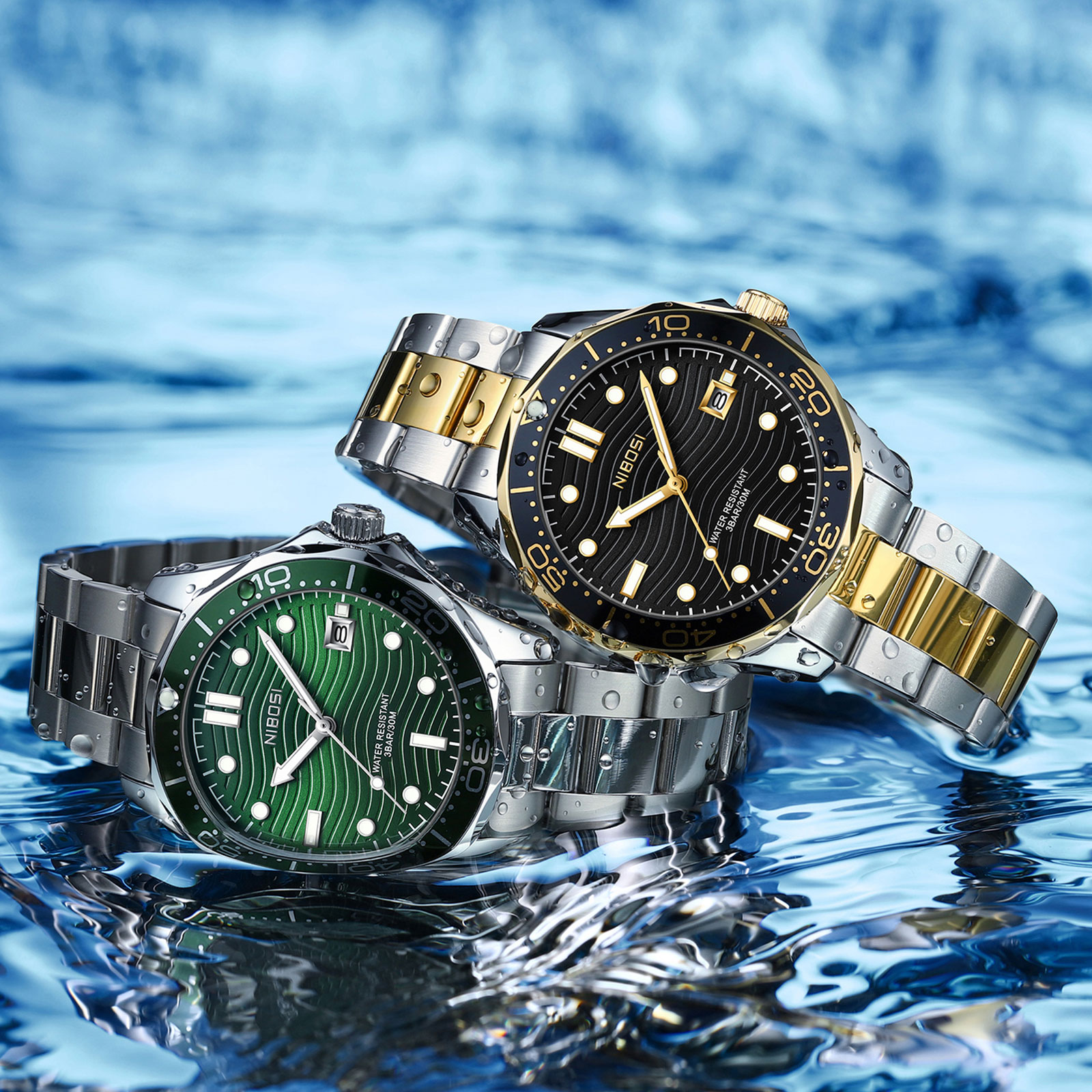 Nibosi OceanMaster Steel Gold Black - 9
