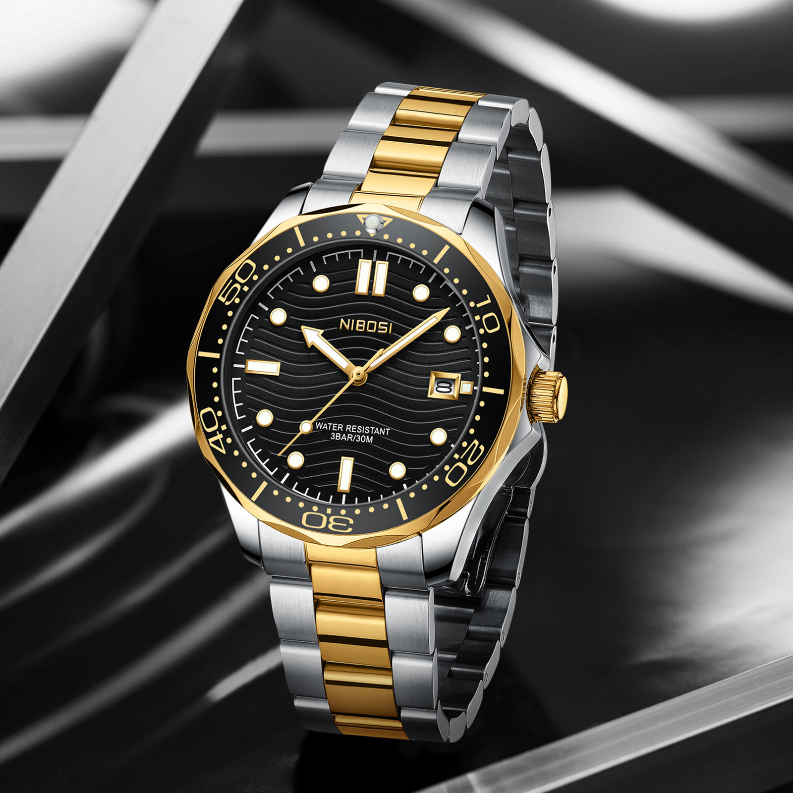 Nibosi OceanMaster Steel Gold Black - 7