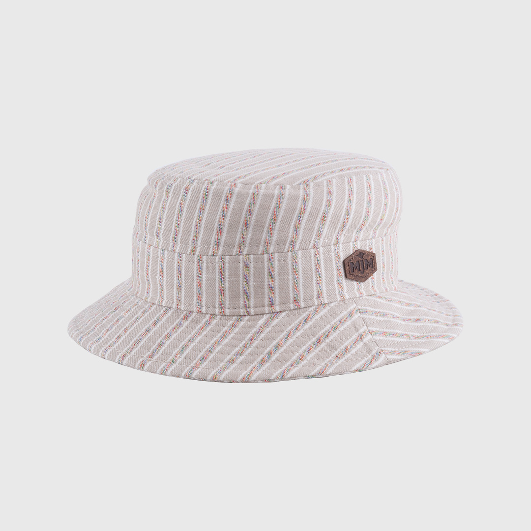 Bucket linne/bomullshatt med  ränder  