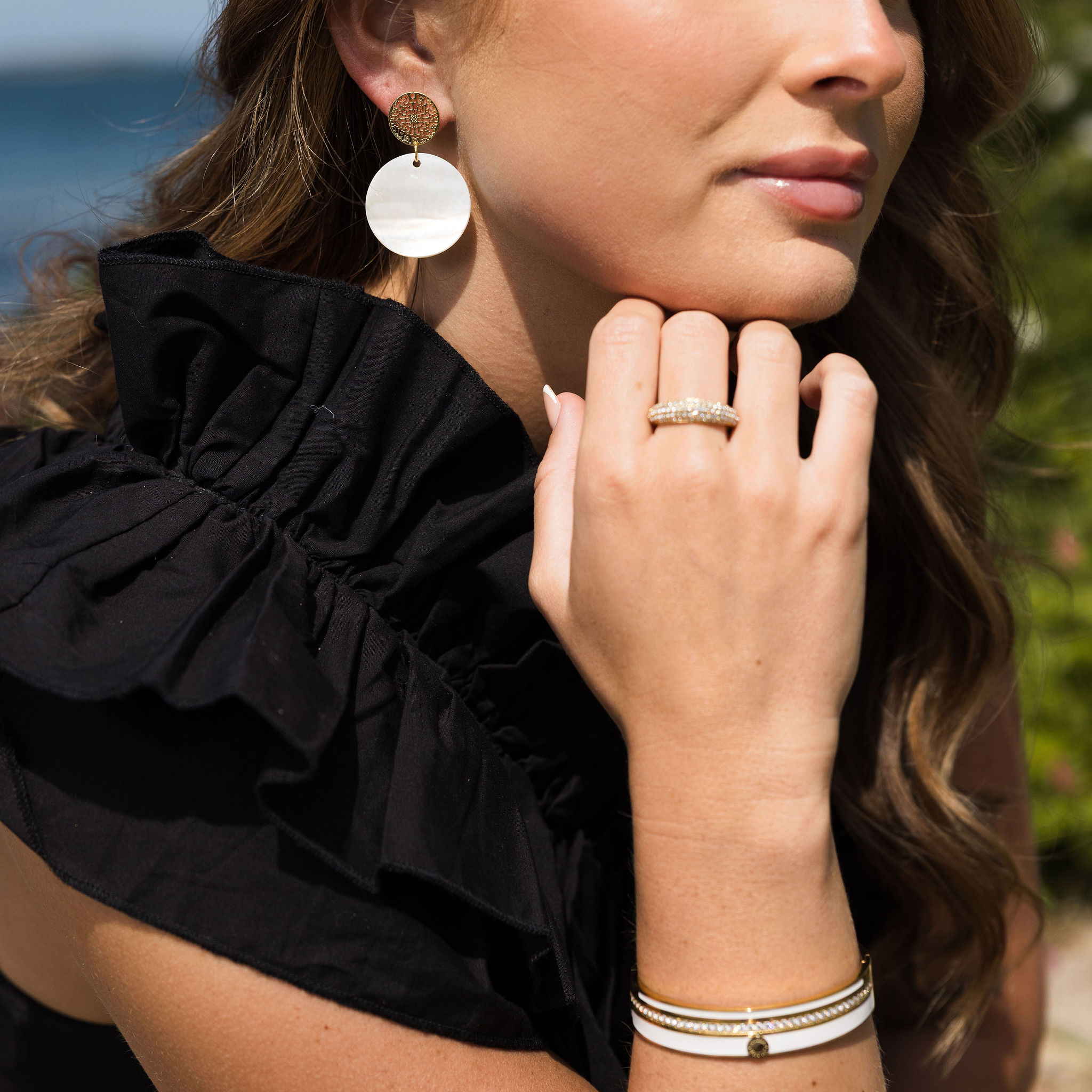 Double spinn shell earring - 3