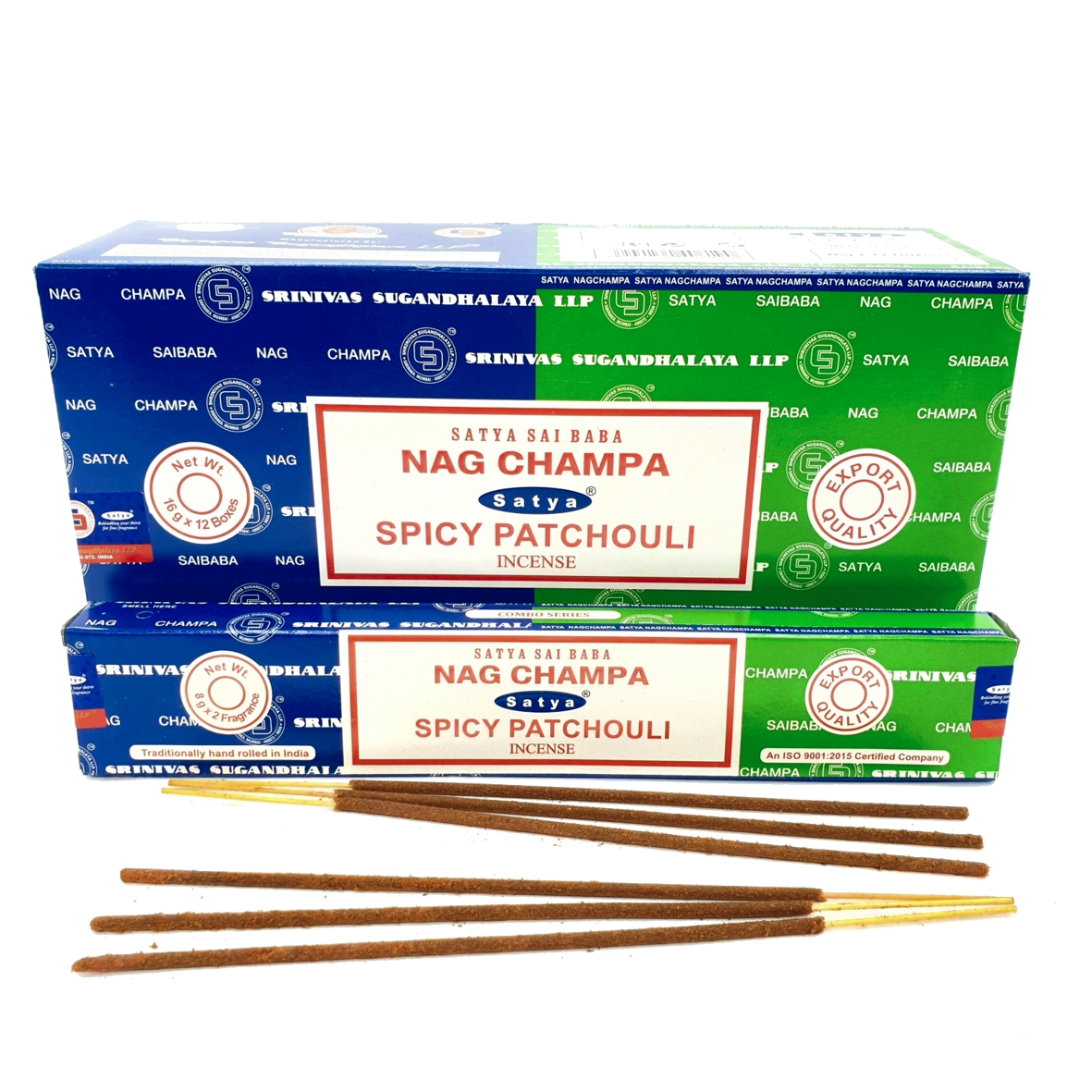  Nag Champa/ Spicy Patchouli  Rökelse combo paket - 16gm