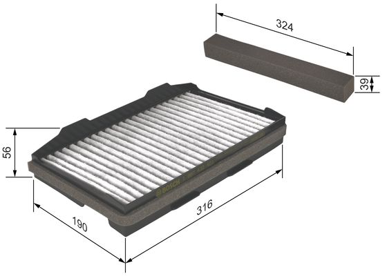 KUPÉFILTER  "Premium"  fabr. BOSCH - rektangulärt   Saab 9-5 I, 9-5 II