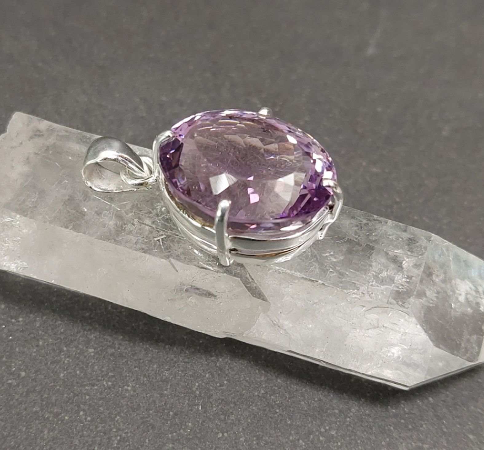 Silver hängen med fasetterad Ametist Cabochon - 6
