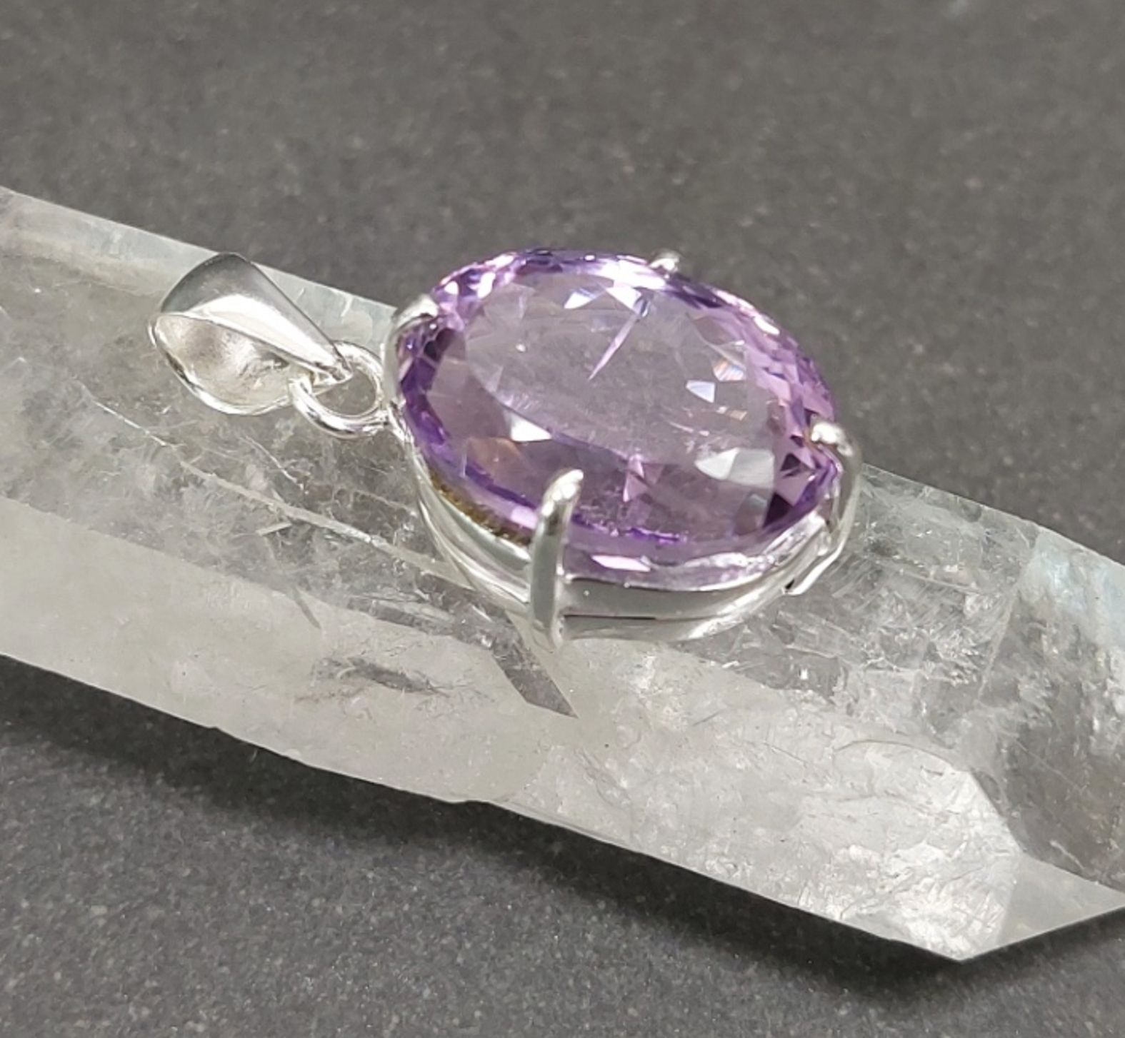 Silver hängen med fasetterad Ametist Cabochon - 8