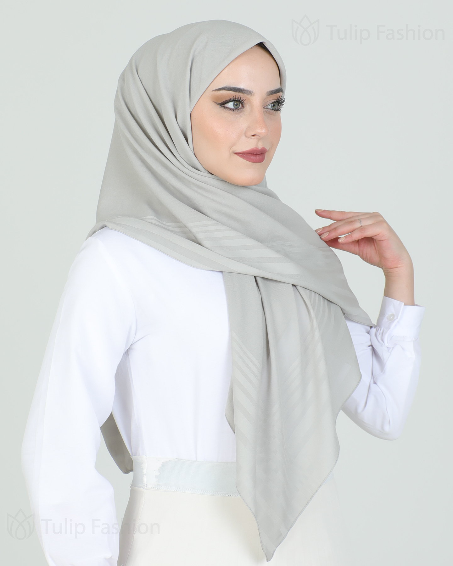 Hijab - Chiffon Stripes 120 cm - Gray