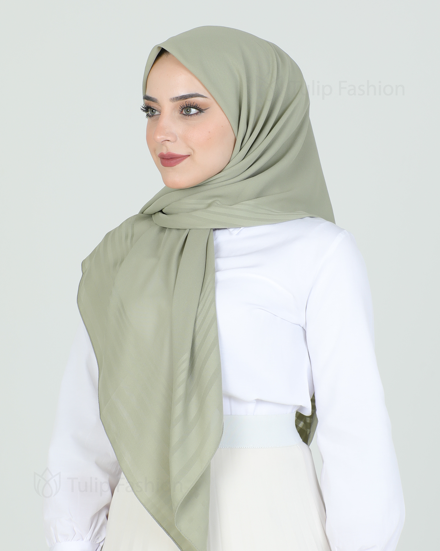 Hijab - Chiffon Stripes 120 cm - Pistachio green - 2