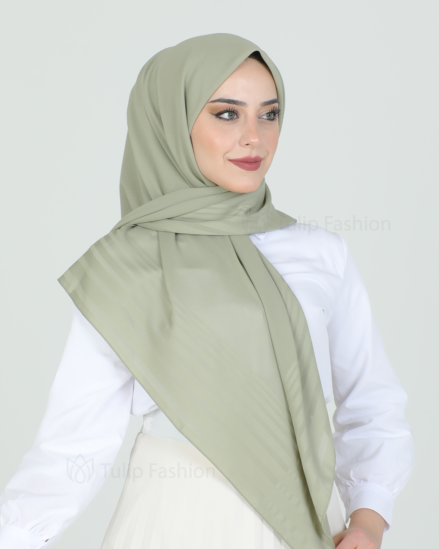 Hijab - Chiffon Stripes 120 cm - Pistachio green