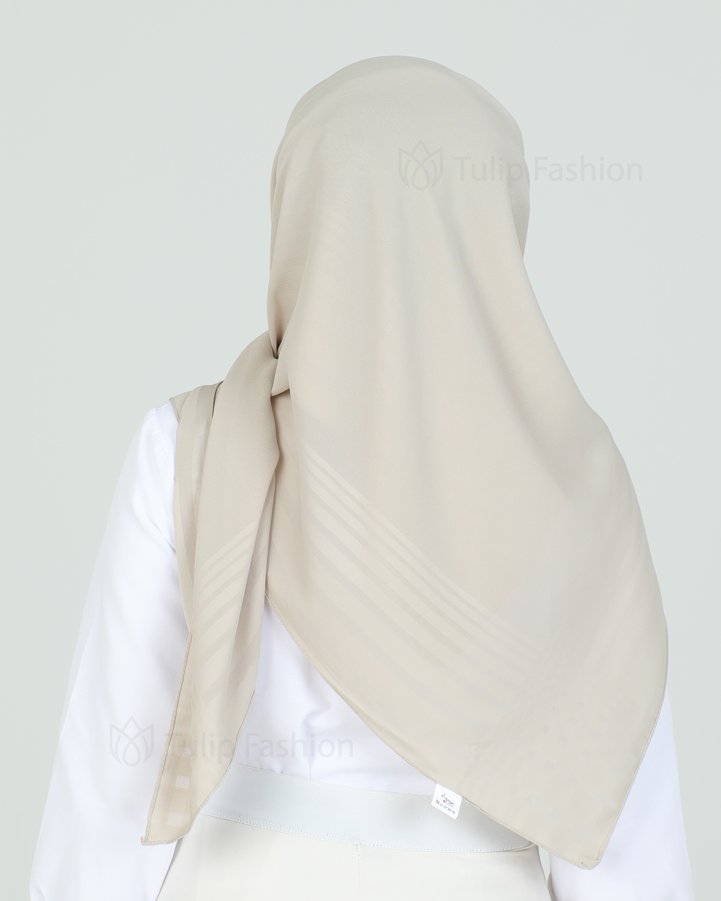 Hijab - Chiffon Stripes 120 cm - Light Beige - 3